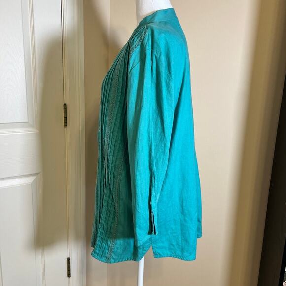 Vintage Bloomingdale’s Linen Shell and Shirt Set Turquoise Size Medium and Large - Picture 8 of 15